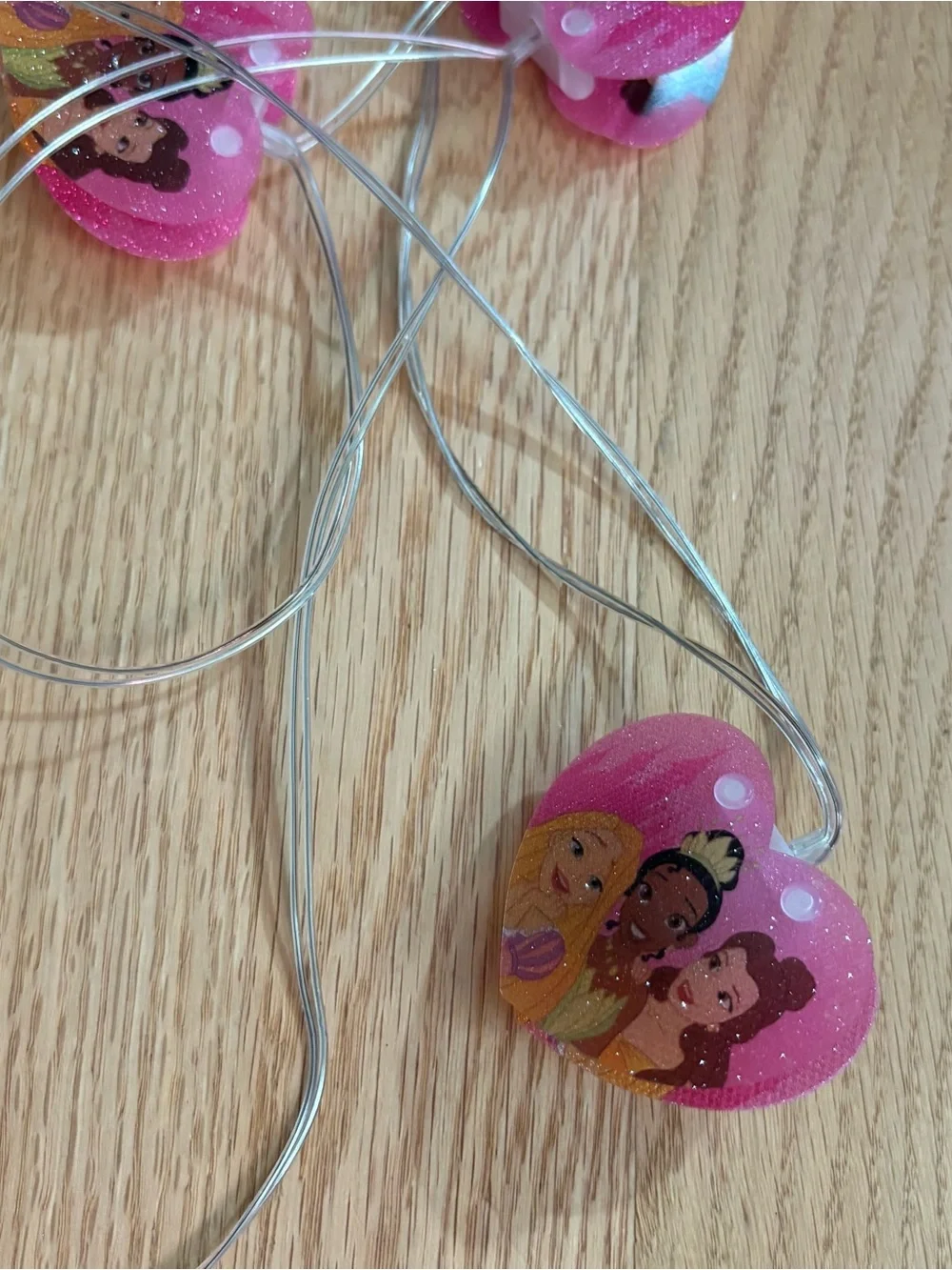 Disney Princess Heart String Lights Battery Operated Decor Belle Tiana Rapunzel